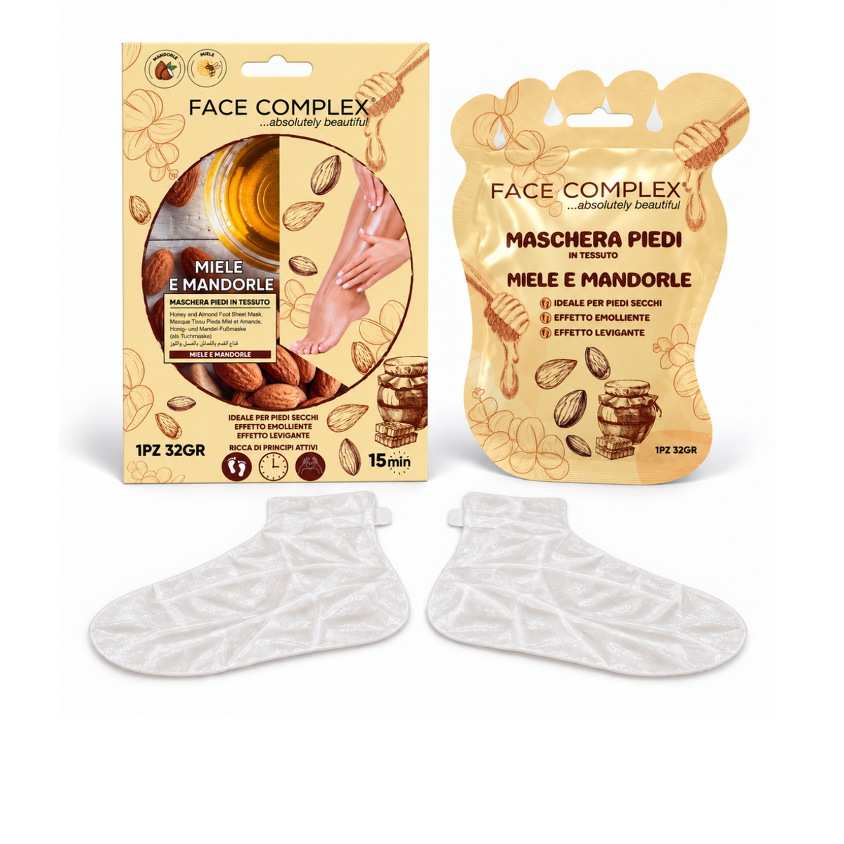FACE COMPLEX MASCHERA PIEDI IN TESSUTO MIELE E MANDORLE 36GR