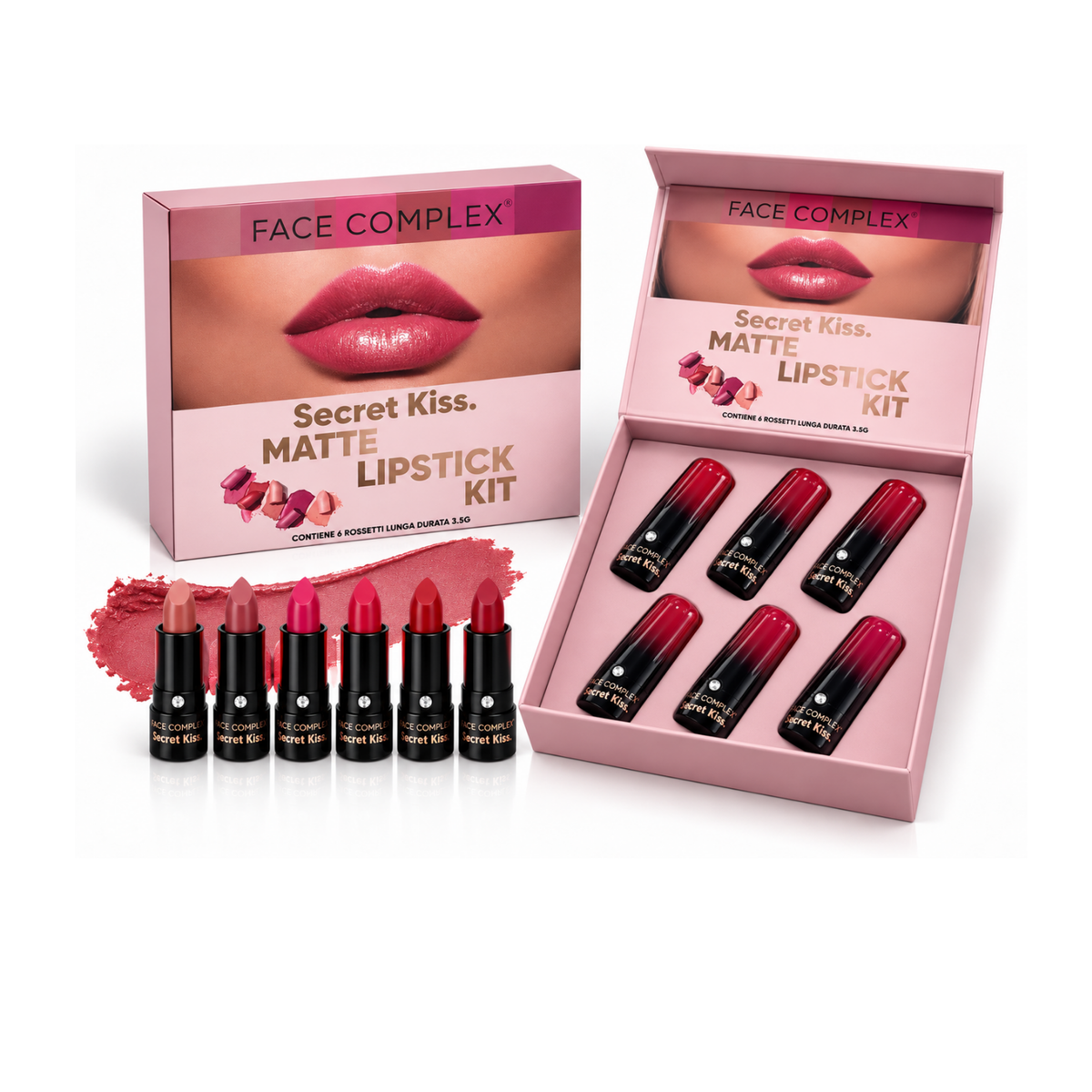 Face Complex Matte Lipstick kit Secret Kiss 6 rossetti