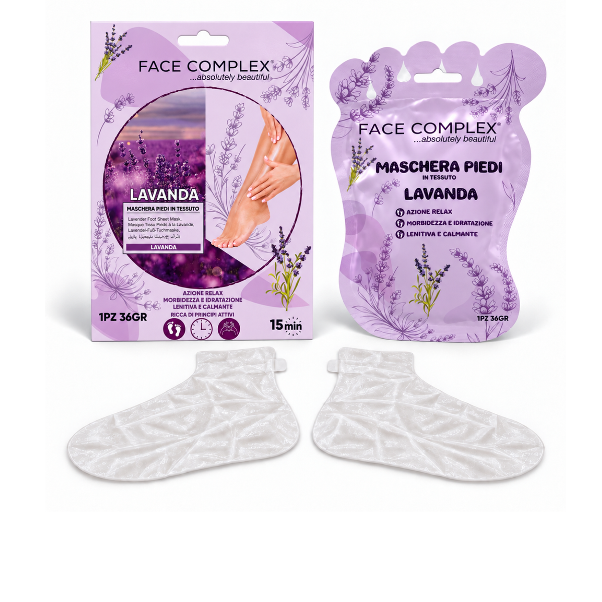 FACE COMPLEX MASCHERA PIEDI IN TESSUTO LAVANDA 36GR