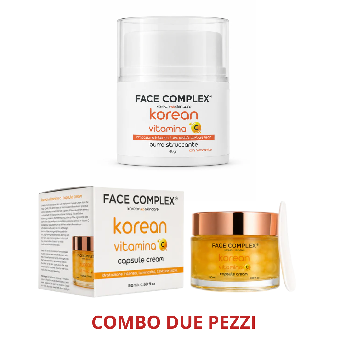 FACE COMPLEX KOREAN SKINCARE COMBO CAPSULE CREAM + BURRO STRUCCANTE VITAMINA C